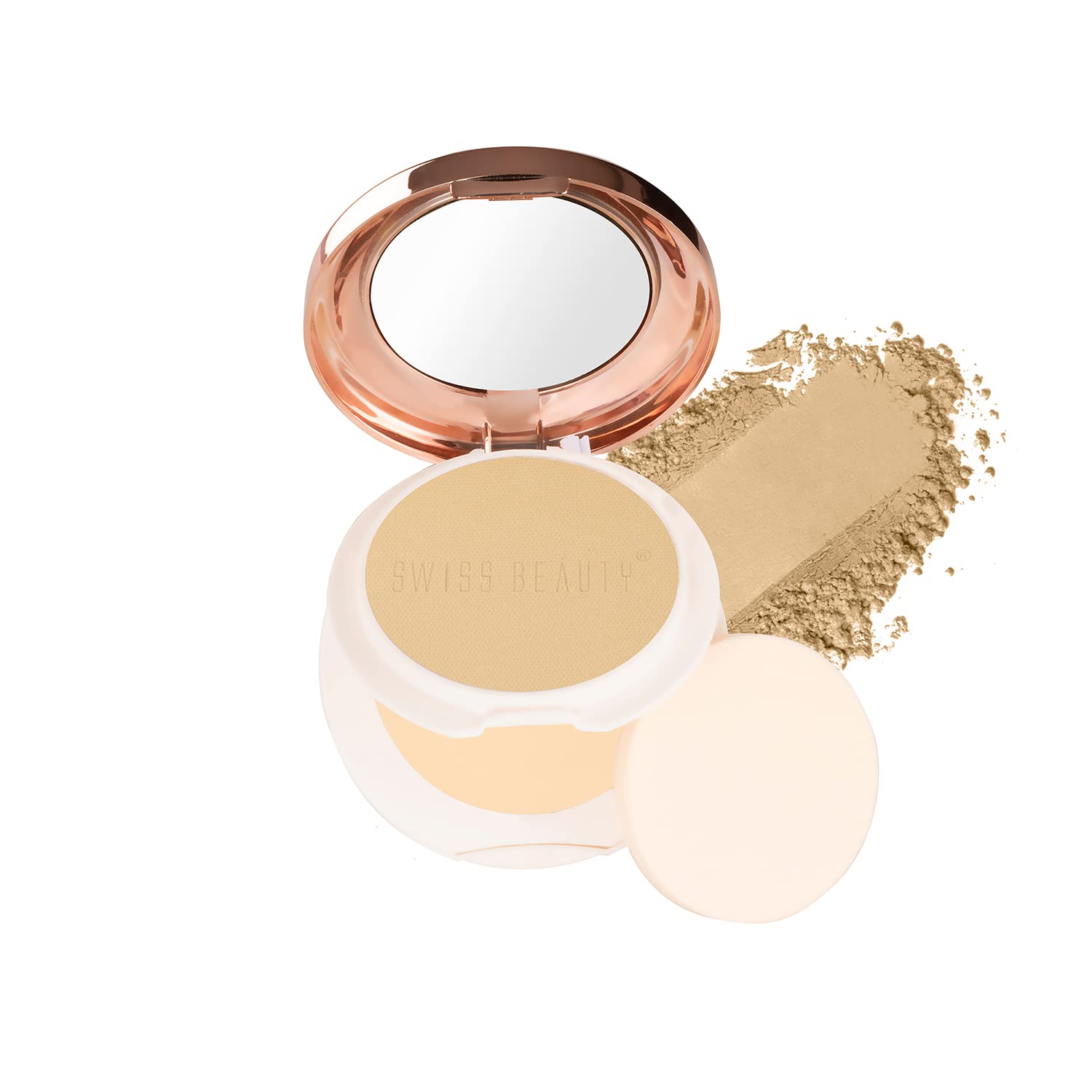 SWISS BEAUTY Oil Control Compact Powder Face MakeUp SkinBeige 2 10g, Skin Beige, 1 count