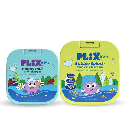 PLIX - THE PLANT FIX Kids™ Happy Hair Gentle Shampoo & Bubble Splash Body Wash | Gentle Cleansing | Deep Hydration & Nourishment | Pediatrician Approved | For Kids 2-6 Years