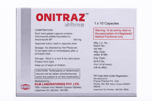 KLM Onitraz 10 Capsules in 1 strip