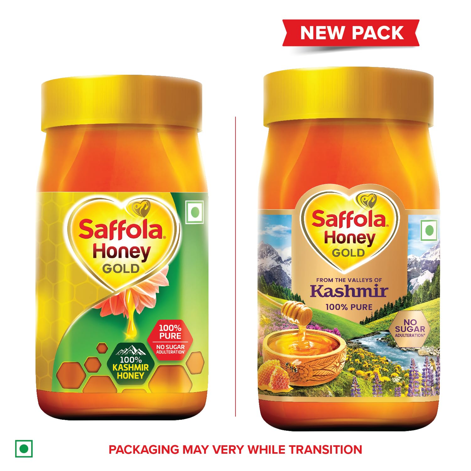 Saffola Honey Gold, 100% Pure Honey, Made with Kashmir Honey, 1Kg