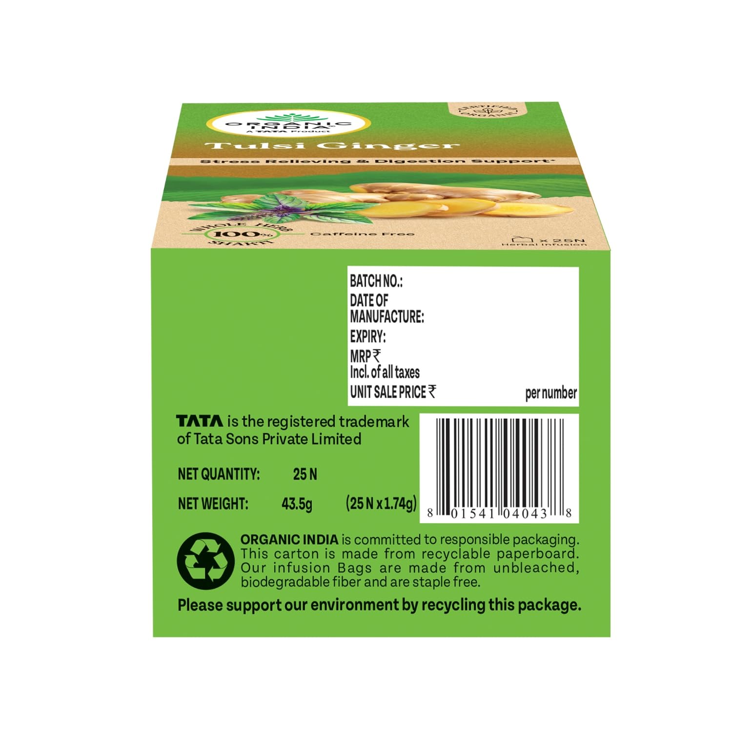Organic India Tulsi Ginger - 25 Tea Bags