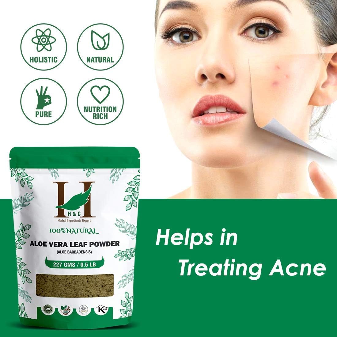 H&C Herbal Ingredients Aloe Vera Leaf (Aloe Barbadensis) Powder – 227g for Hair And Skin Care