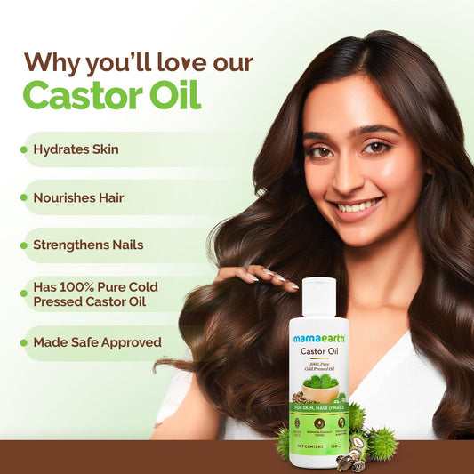 Mamaearth Castor Oil For Skin , Hair and Nails - 150 ml