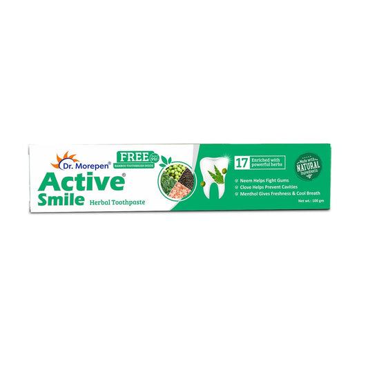 Dr. Morepen Active Smile Herbal Toothpaste (100gm) Enriched with 17 Powerful Herbs For protection to teeth and gums