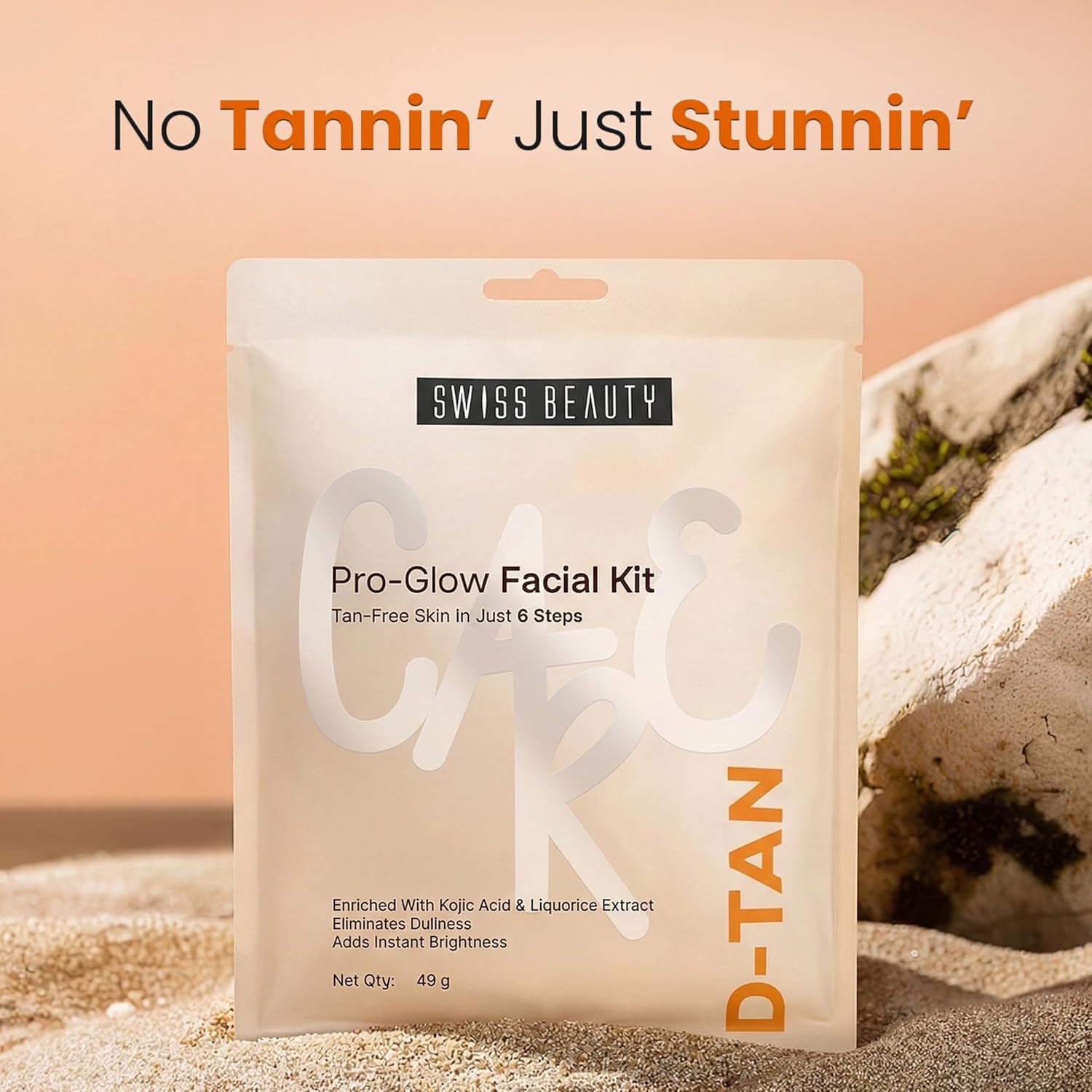 Swiss Beauty Care D-Tan Pro-Glow Facial Kit | Eliminates Tanning | Minimises Pigmentation & Uneven Skin Tone | Boosts Brightness | With Kojic Acid & Liquorice Extract | 49g
