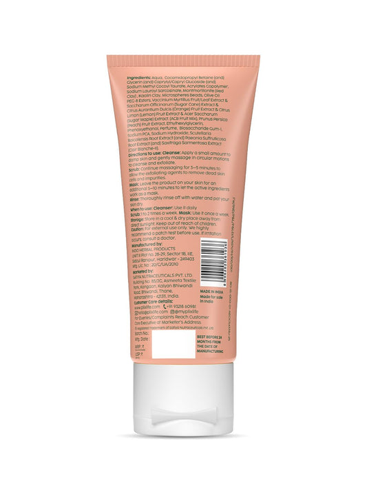 Plix - The Plant Fix Peaches & Lemon 3-in-1 Detan Face wash, Scrub & Mask