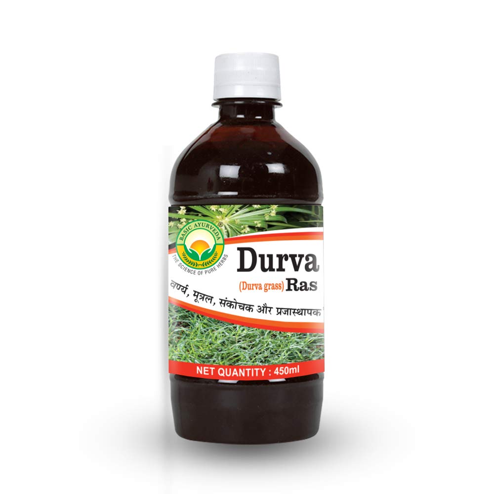 Basic Ayurveda Durva Ras (450 ml) For sugar levels, constipation, immunity