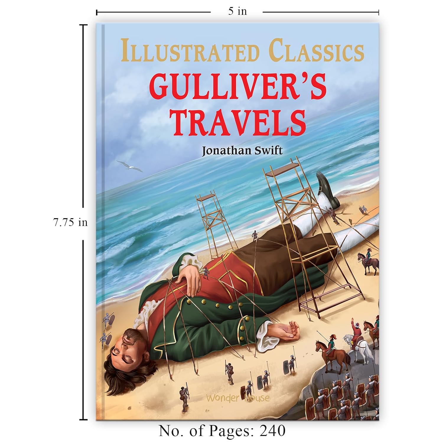 Gulliver Travels : Illustrated Abridged Children Classics English Novel with Review Questions Hardcover Book