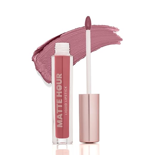 Swiss Beauty Matte Hour Liquid Lipstick | Non-Transfer Formula | Highly Pigmented | Up To 10-Hour Wear | Waterproof & Smudge-Proof | Enriched with Vitamin | Shade-2. Rosé All Day, 4.2ml