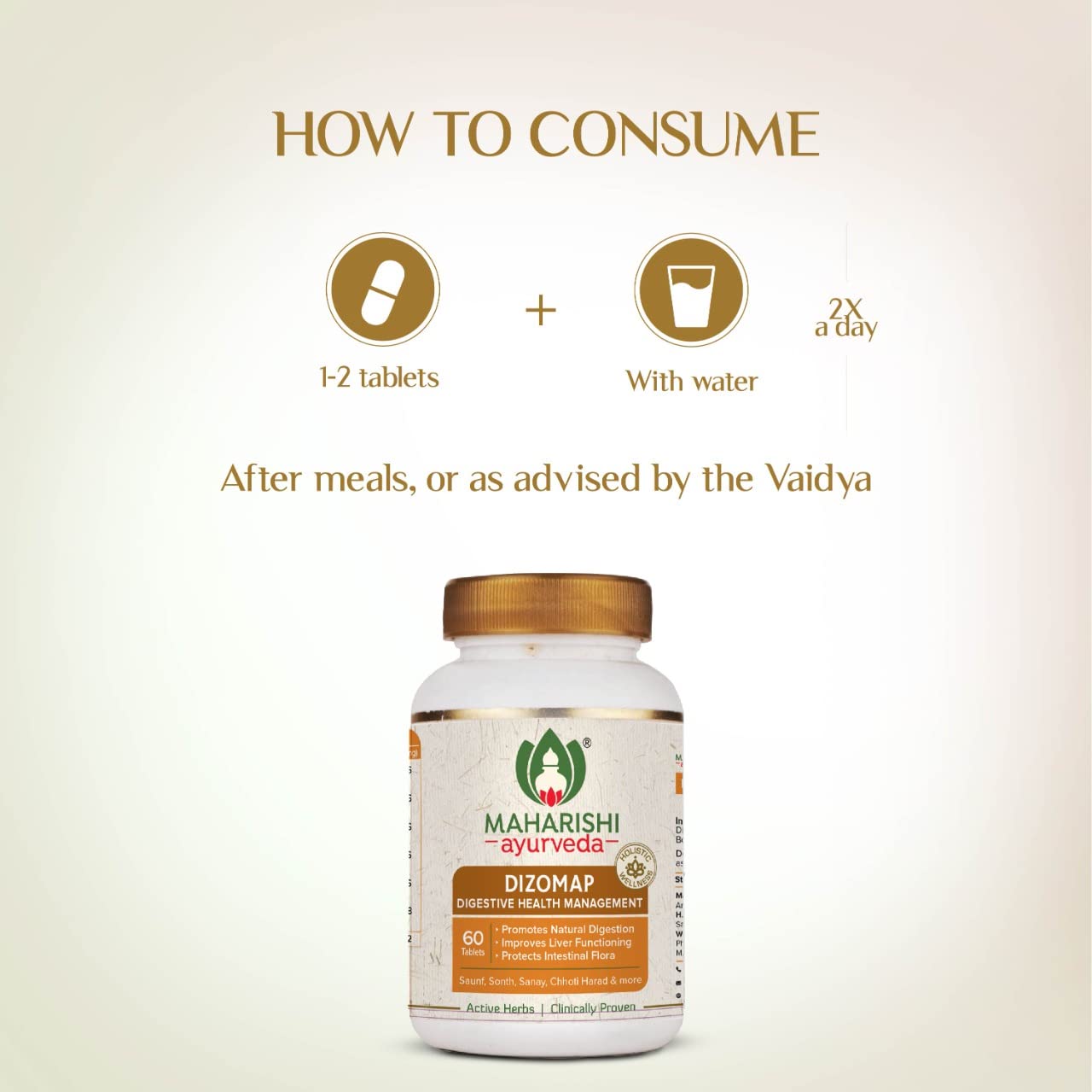 Maharishi Ayurveda Dizomap (60 Tablets) For Indigestion and Constipation | Liver Functioning and Intestinal Flora