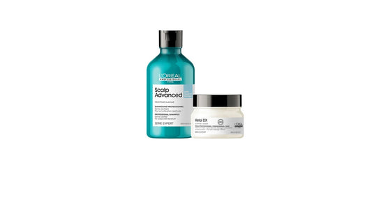 LOreal Professionnel Scalp Advanced Anti-Dandruff Dermo-Clarifier Shampoo + Metal Dx Hair Mask - combo 300ml + 250ml