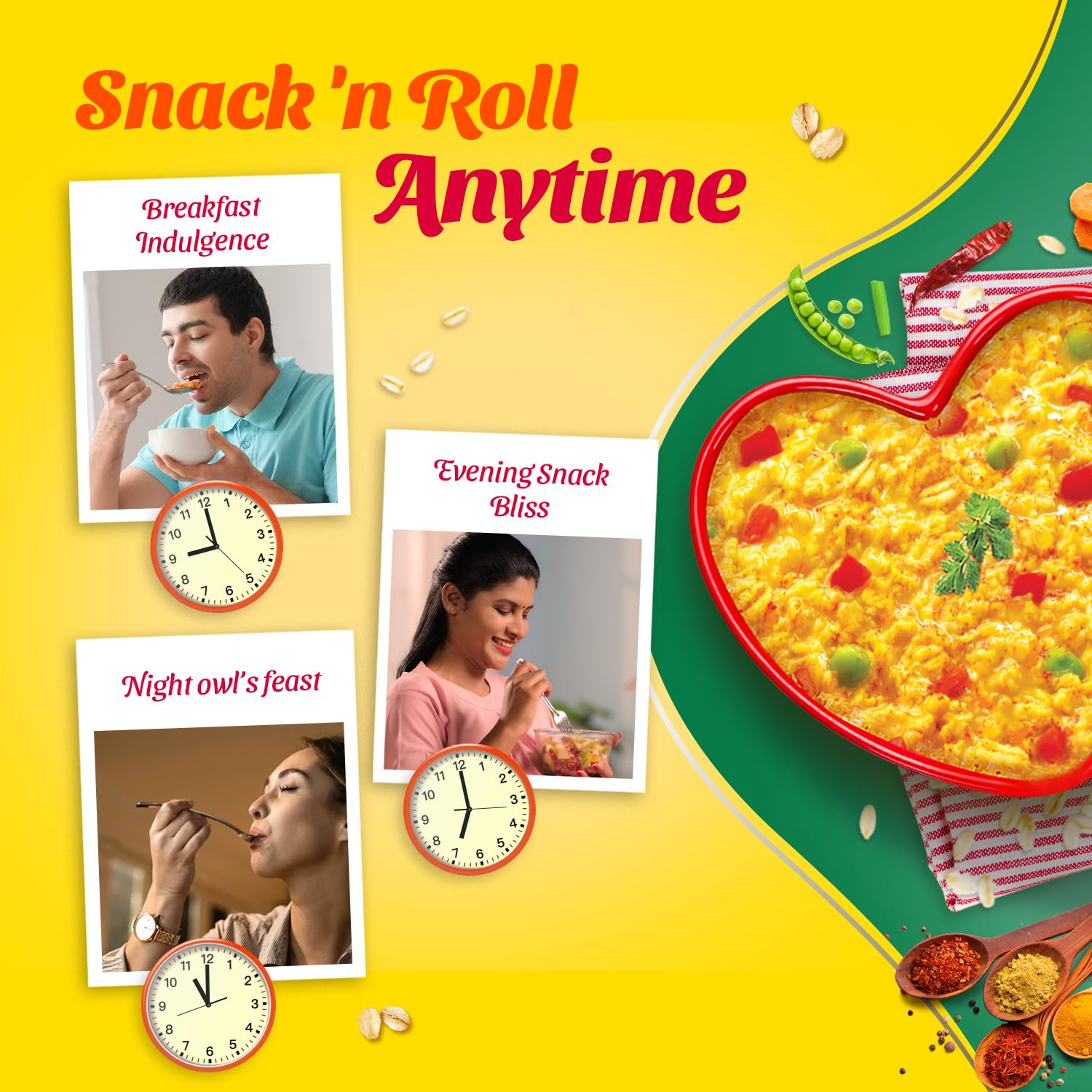 Saffola Masala Oats | 750g |Veggie Twist | Tasty, Anytime Snack | Ready in 3 mins |