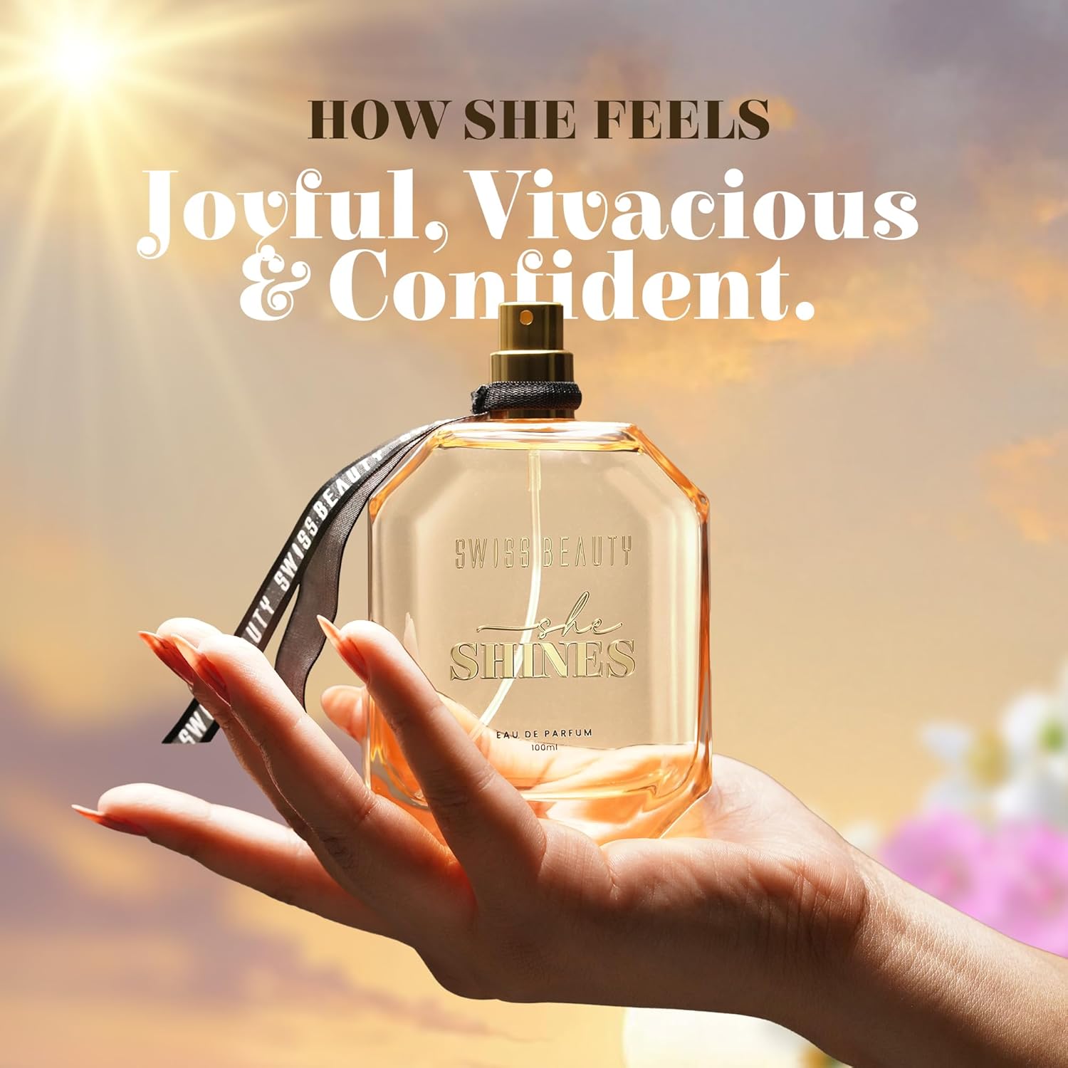 Swiss Beauty She Shines EDP, 100ml | Long-Lasting | Ideal For Gifting | Everyday Wear | Top Note: Neroli | Middle Note: Jasmine | Base Note: Musk
