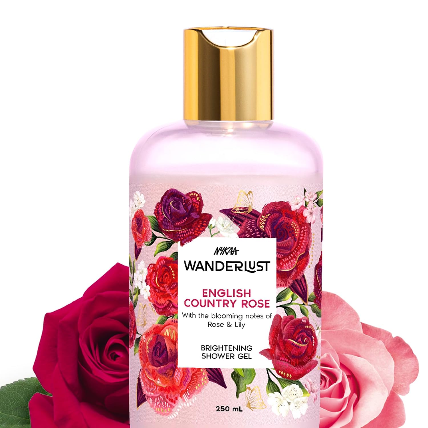 Nykaa Wanderlust English Country Rose Body Wash for Women | Hydrating & Barrier Repair with Vitamin E & Glycerine | Gentle Cleanser for Nourished, Refreshing Skin | 250ml | Paraben-Free & Vegan