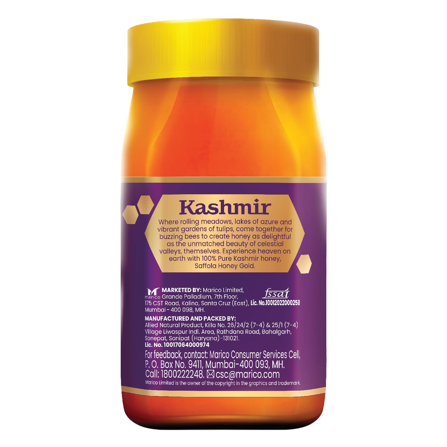 Saffola Honey Gold, 100% Pure Honey, Made with Kashmir Honey, 1Kg