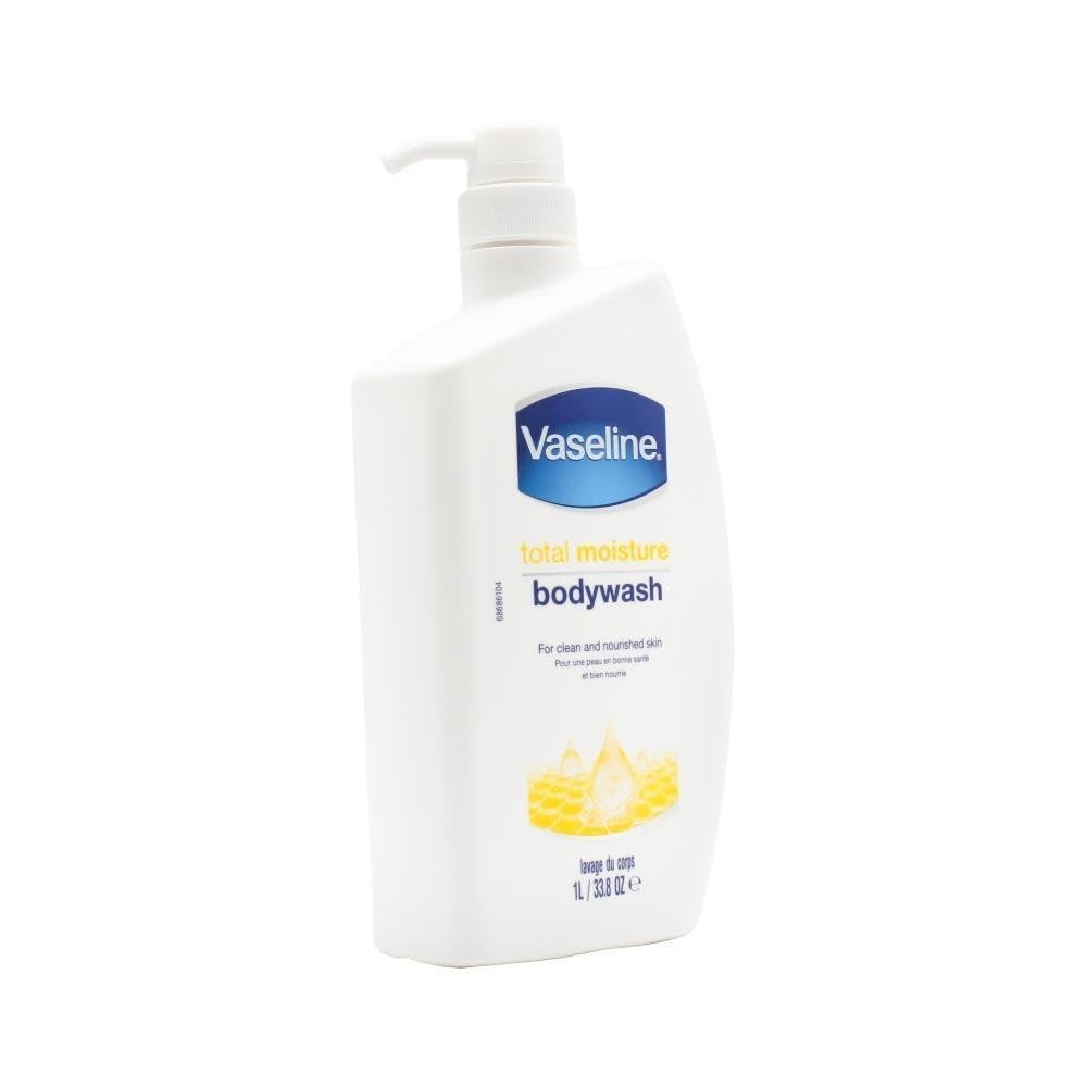 Vaseline Total Moisture Body Wash Pump Bottle for Healthy, Fresh Skin, Washes Away Dirt & Impurities, Fights Dryness, Easy to Rinse, Gentle 1L