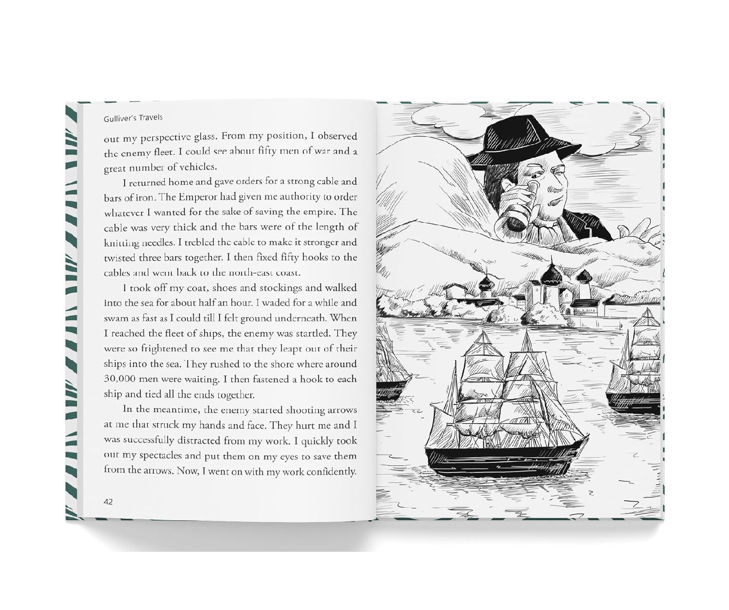Gulliver Travels : Illustrated Abridged Children Classics English Novel with Review Questions Hardcover Book