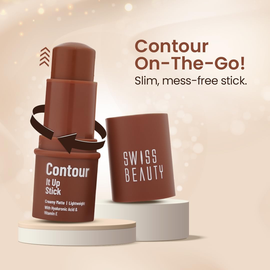 Swiss Beauty Contour It Up Stick | Sculpts & Defines | With Hyaluronic Acid & Vitamin E | Blendable | Lightweight | Easy To Use & Carry | 8gm