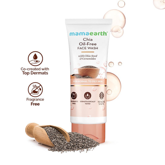 Mamaearth Chia Oil-Free Face Wash with Chia Seed & Ceramides for Normal to Oily Skin - 100 ml