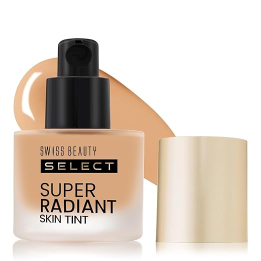 SWISS BEAUTY Select Super Radiant Hydrating Liquid Skin Tint | With Hyaluronic Acid | Provides Natural, Dewy Glow | Shade- Almond Glow, 30Gm