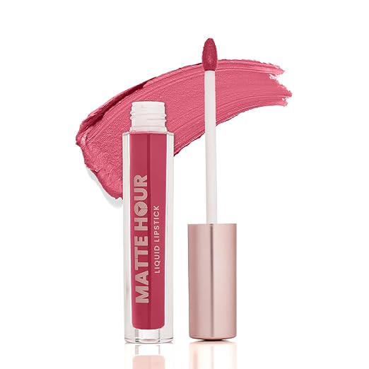 Swiss Beauty Matte Hour Liquid Lipstick | Non-Transfer Formula | Highly Pigmented | Up To 10-Hour Wear | Waterproof & Smudge-Proof | Enriched with Vitamin | Shade-4. Peach Bellini, 4.2ml