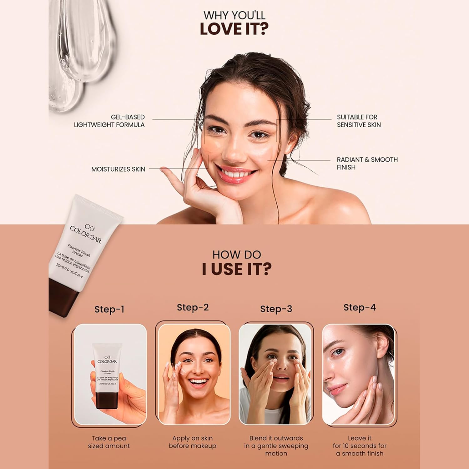 Colorbar Cosmetics Flawless Finish Primer 30 ml, Transparent |Moisturizes Skin