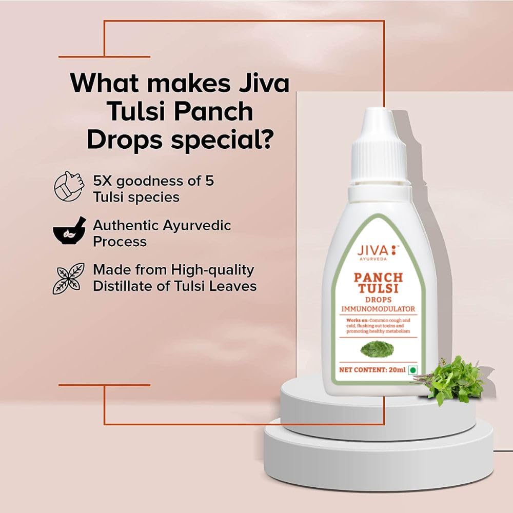 Jiva Ayurveda Tulsi Drops – 20 ml For Immunity cough, cold, sore throat and nasal congestion