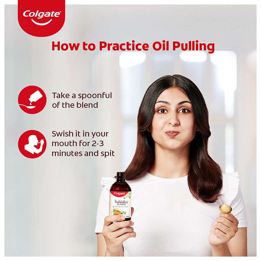 Colgate Vedshakti Oil Pulling 200ml with Clove, Lemon For oral health, keeping oral diseases at bay