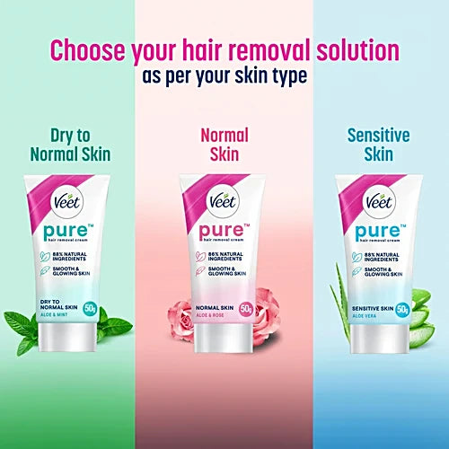 Veet Pure Aloe Vera Hair Removal Cream For Sensitive Skin, 100 g