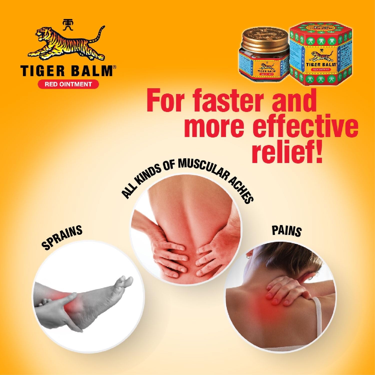 Tiger Balm Red Ointment Relief From Sprains, Pains, Muscular Aches - 21ML (Pack of 2)