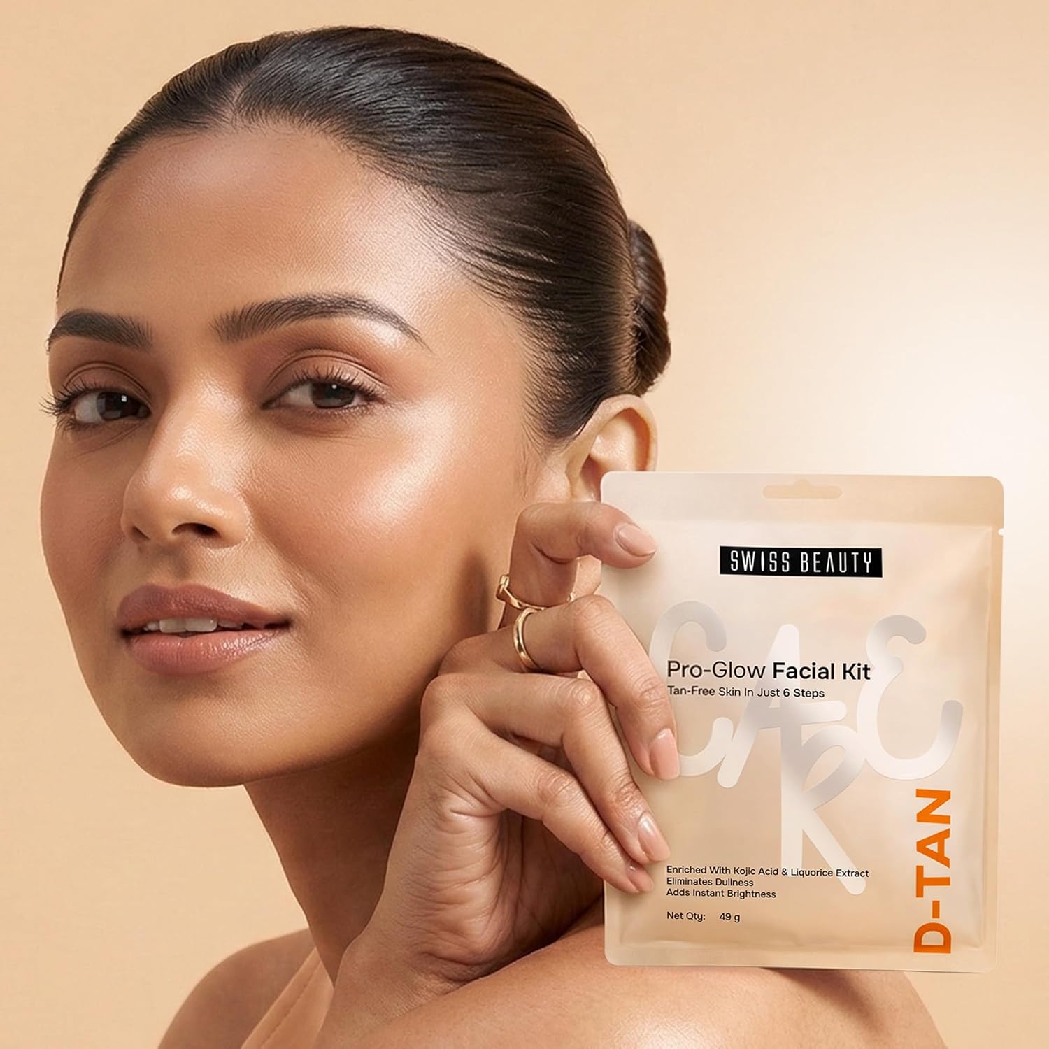 Swiss Beauty Care D-Tan Pro-Glow Facial Kit | Eliminates Tanning | Minimises Pigmentation & Uneven Skin Tone | Boosts Brightness | With Kojic Acid & Liquorice Extract | 49g