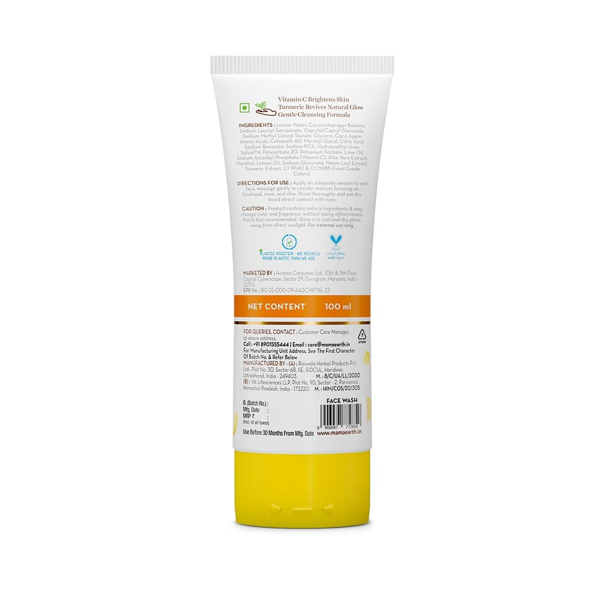 Mamaearth Vitamin C Daily Glow Face Wash with Turmeric | Brightens Skin | For All Skin Types
