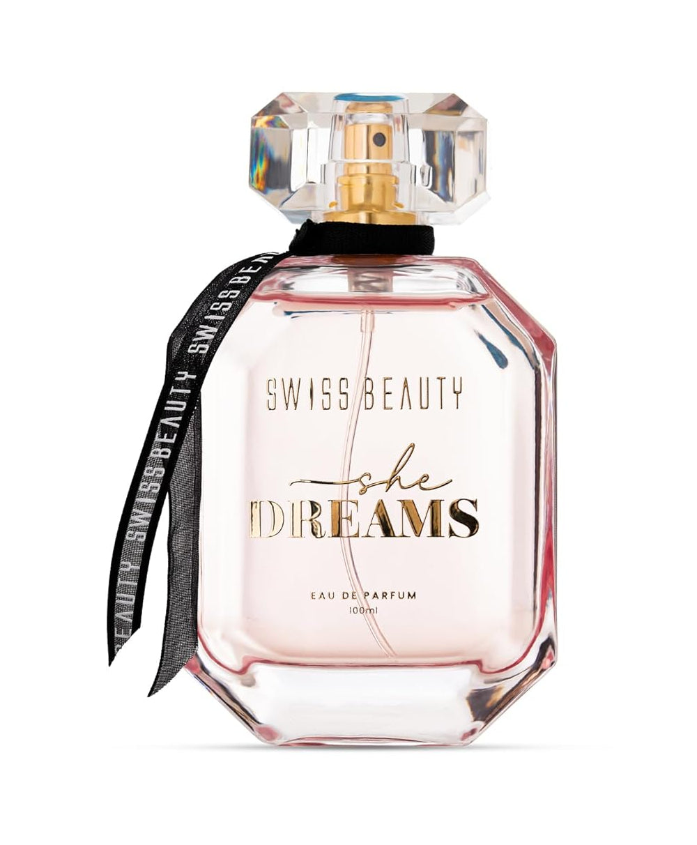 Swiss Beauty She Dreams EDP, 100ml | Long-Lasting | Ideal For Gifting | Everyday Wear | Top Note: Mandarin | Middle Notes: Jasmine & Tuberose | Base Note: Vanilla & Musk