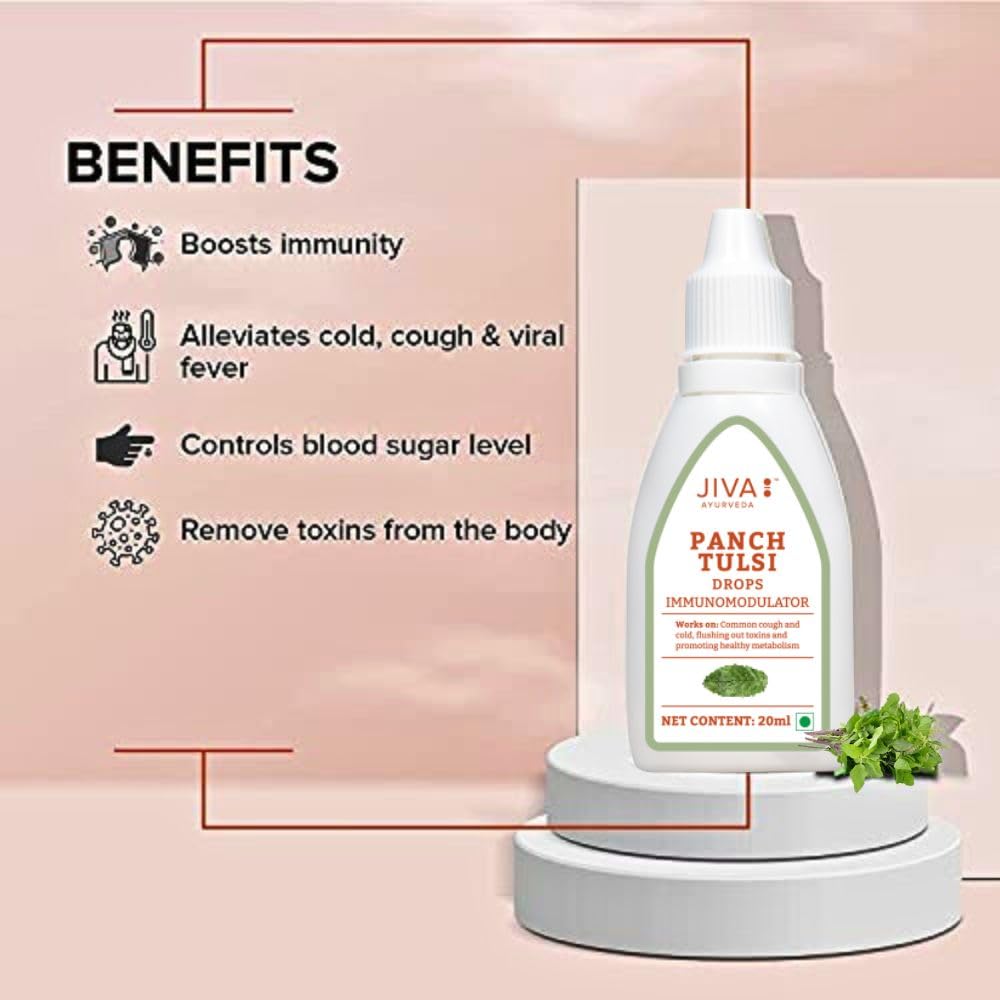 Jiva Ayurveda Tulsi Drops – 20 ml For Immunity cough, cold, sore throat and nasal congestion