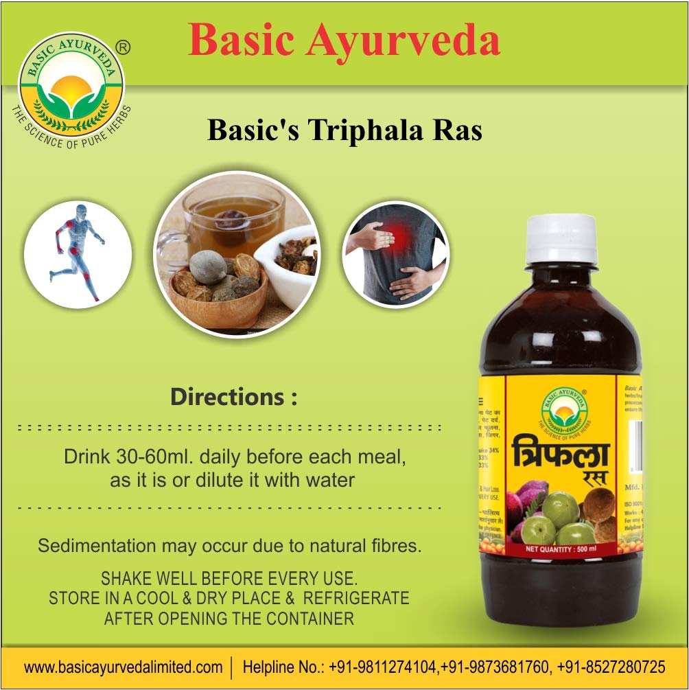Basic Ayurveda Triphala Juice 500ml For Digestive Health, Weight Loss, acidity, Stomach upset