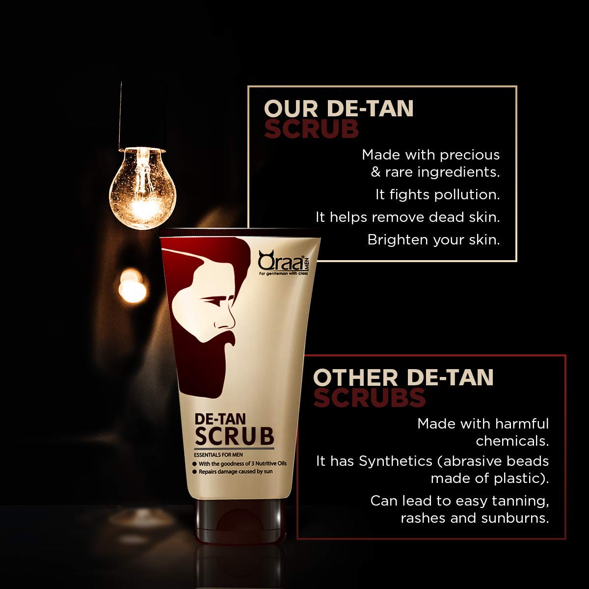 Qraa De-Tan Scrub For Men – 100 g For sun damage, lightening and brightening skin