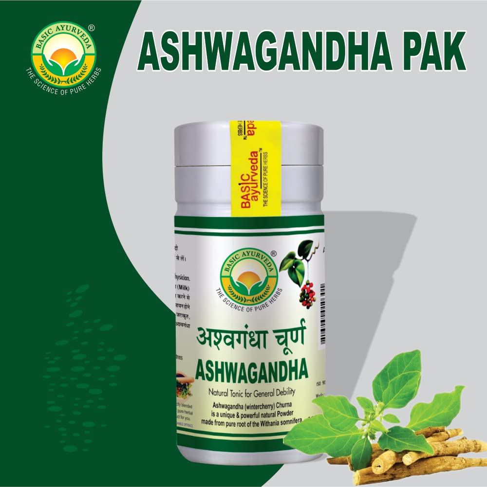 Basic Ayurveda Ashwagandha Pak 100g For pain and inflammation, focus, concentration and memory