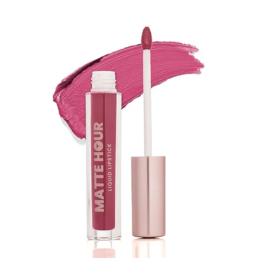 Swiss Beauty Matte Hour Liquid Lipstick | Non-Transfer Formula | Highly Pigmented | Up To 10-Hour Wear | Waterproof & Smudge-Proof | Enriched with Vitamin | Shade-5. Pink Margarita, 4.2ml