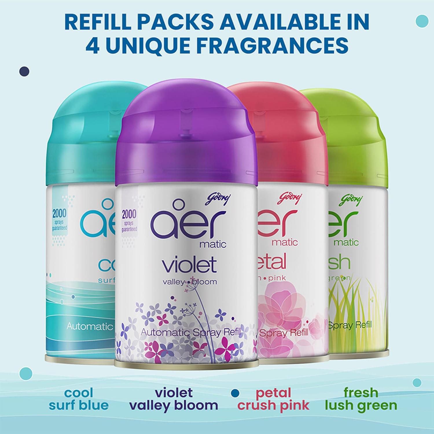 Godrej aer Matic Kit - Automatic Air Freshener spray with Flexi Control | Cool Surf Blue (210ml)