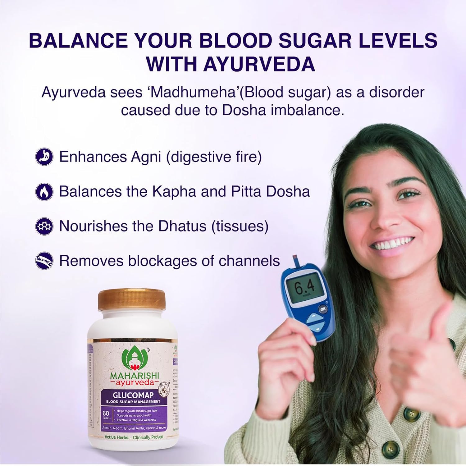 Maharishi Ayurveda Glucomap (60 tablets) For Diabetes Management, Blood Sugar Levels