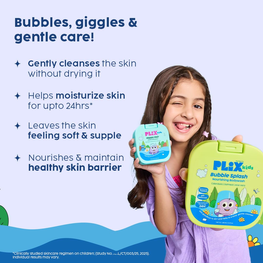 PLIX - THE PLANT FIX Kids™ Happy Hair Gentle Shampoo & Bubble Splash Body Wash | Gentle Cleansing | Deep Hydration & Nourishment | Pediatrician Approved | For Kids 2-6 Years