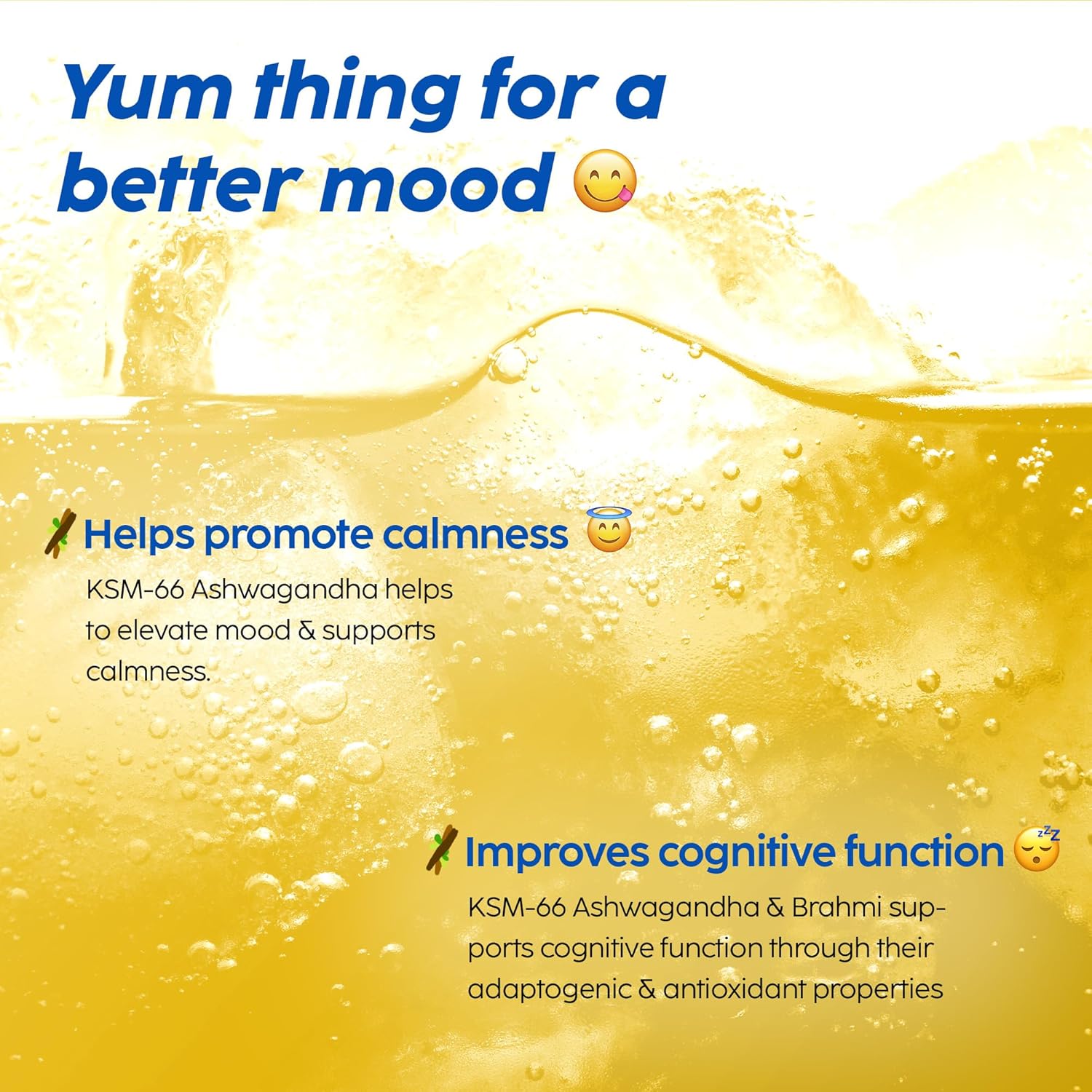 PLIX - THE PLANT FIXAshwagandha KSM-66 Gold Standard with Bhringraj & Brahmi | Supports Stress Relief, Enhances Energy & Stamina, better sleep | 15 Effervescent Tablets, Pack of 1 | Blend of Ayurvedic Herbs