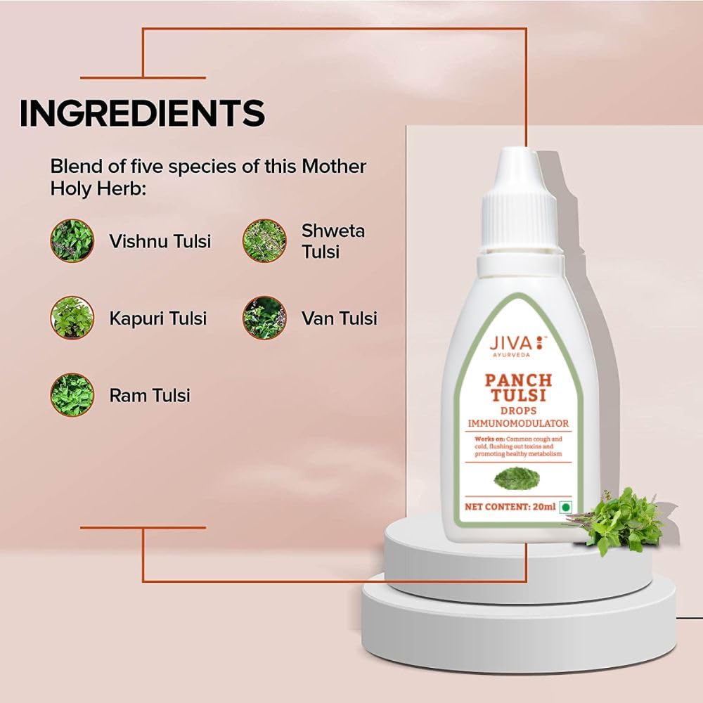 Jiva Ayurveda Tulsi Drops – 20 ml For Immunity cough, cold, sore throat and nasal congestion