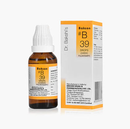 Bakson B39 Cardio Pulmonary Drops (30ml) For Breathlessness, Suffocation, Palpitation, Irritable Cough, Angina