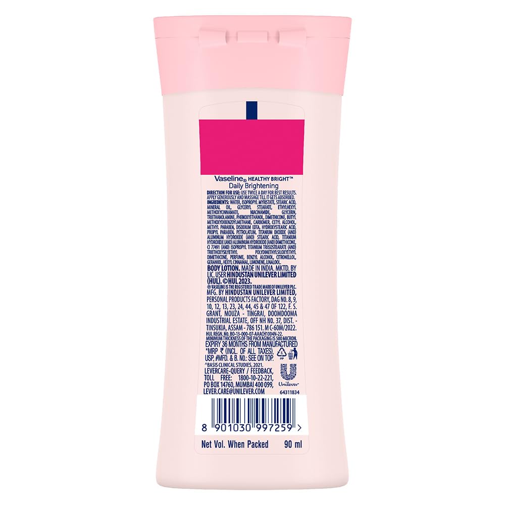 Vaseline Daily Brightening Body Lotion For Healthy & Glowing Skin with Niacinamide 90ml