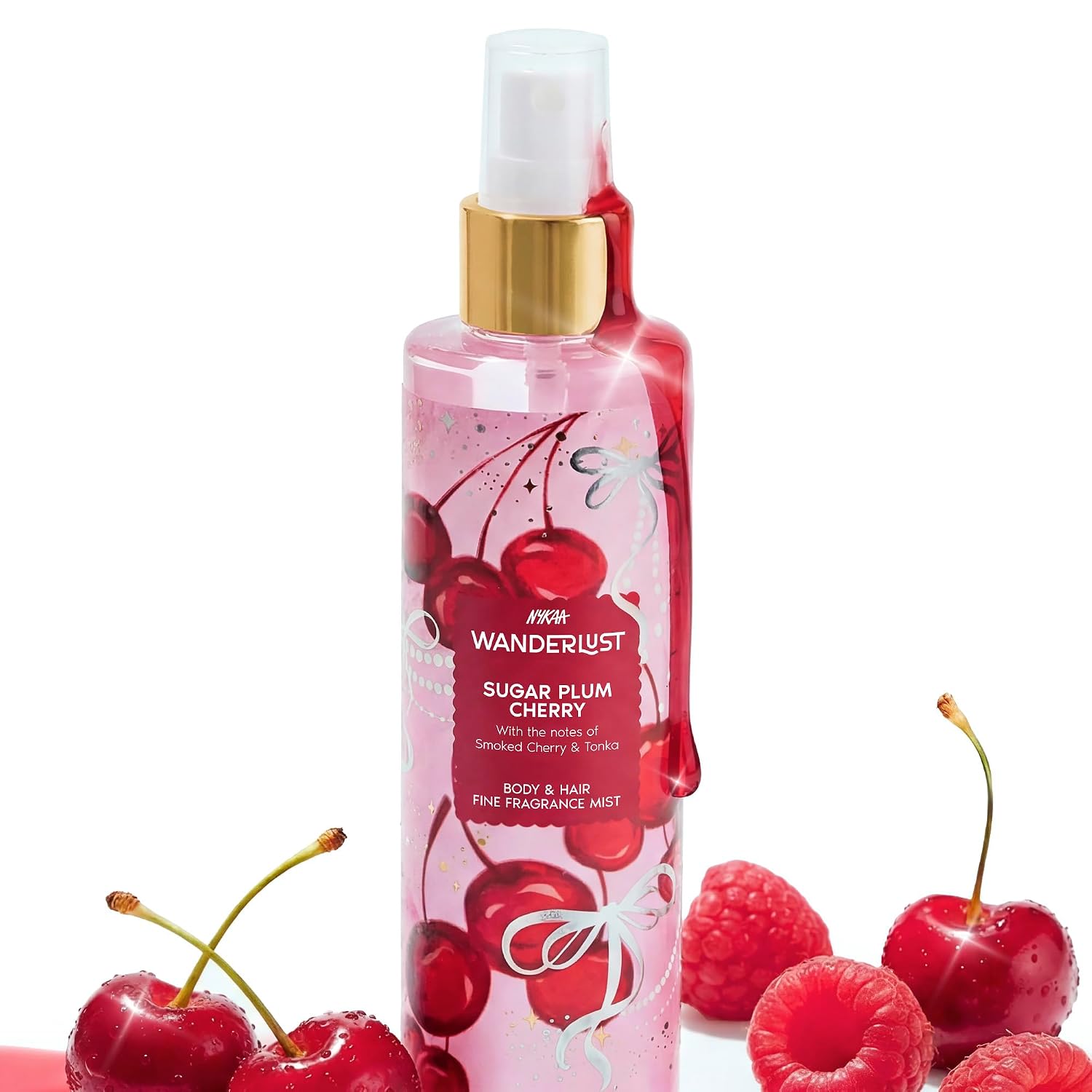 Nykaa Wanderlust Sugar Plum Cherry Body & Hair Fine Fragrance I Perfume Mist for Women – 200 ml I Cherry & Raspberry |