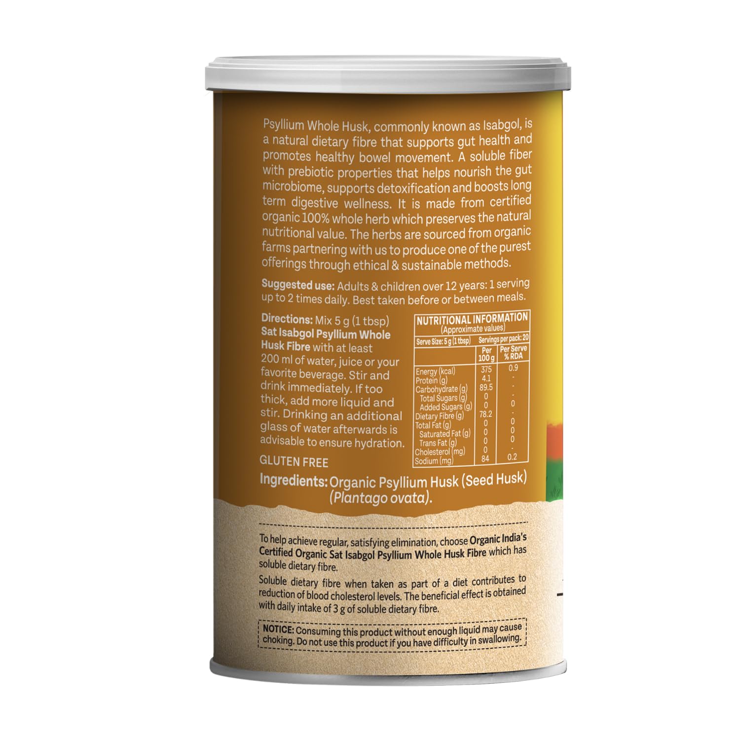 A TATA Product - Organic India Sat Isabgol Psyllium Whole Husk Powder - 100g