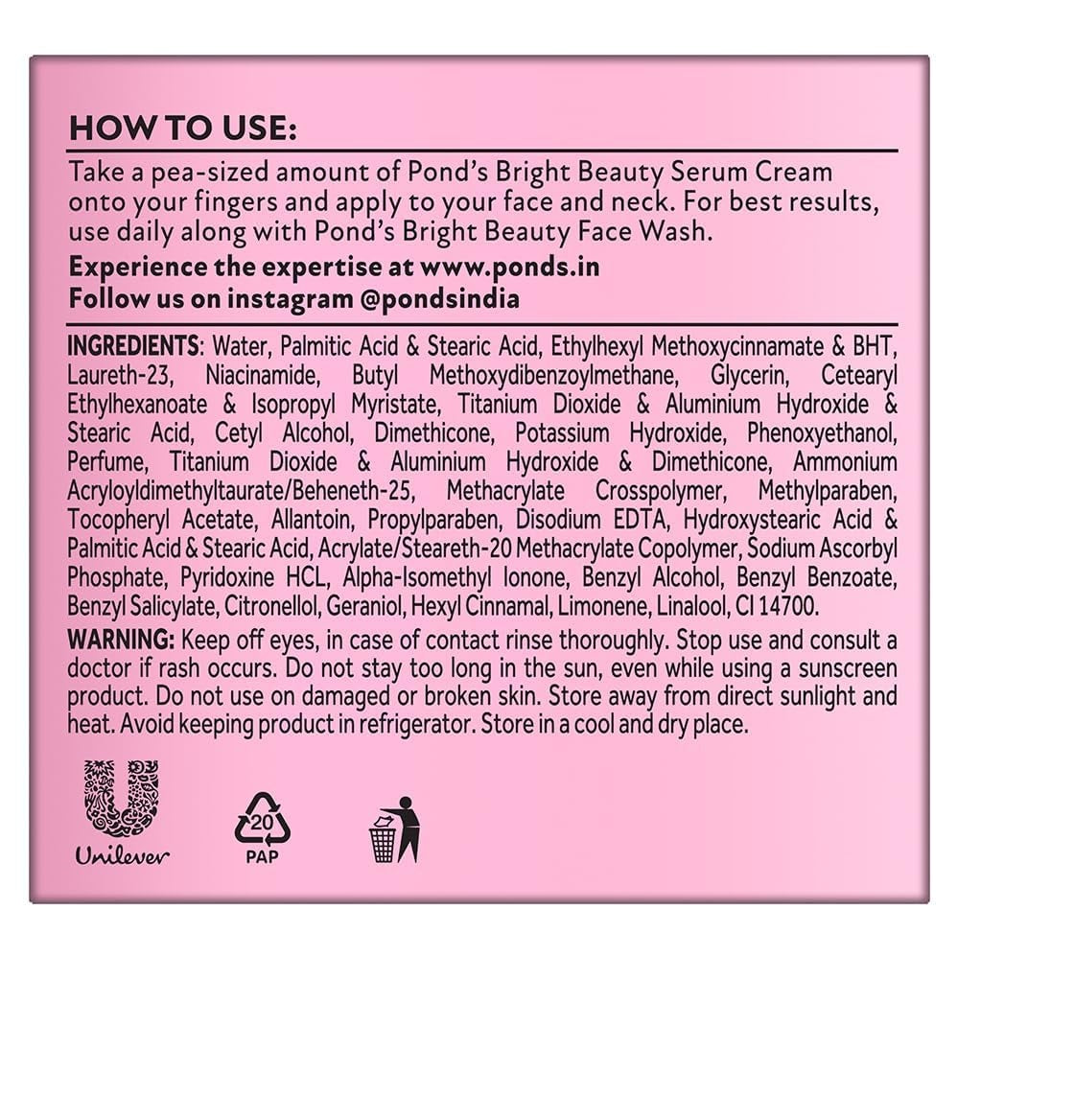 Pond's Bright Beauty SPF 15 Day Cream for Glowing Skin Daily Face Moisturizer- 50 G