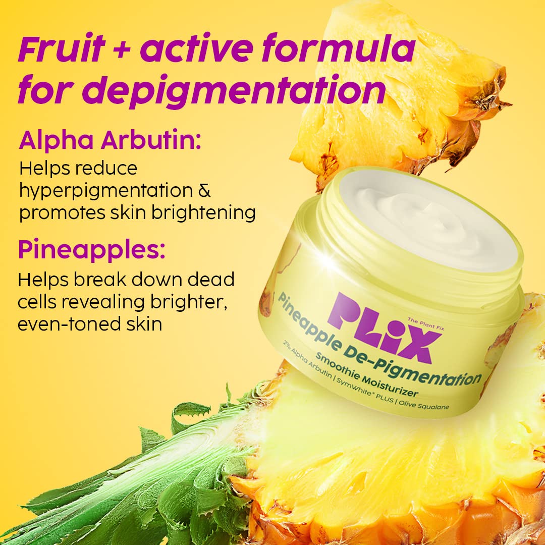 PLIX - THE PLANT FIX Skin Depigmentation Pineapple Face Cream For Women & Men|Hyperpigmentation,Tan Removal & dark Spot Corrector|With Alpha Arbutin & SymWhite PLUS For Radiant & Even Toned Skin|50 g