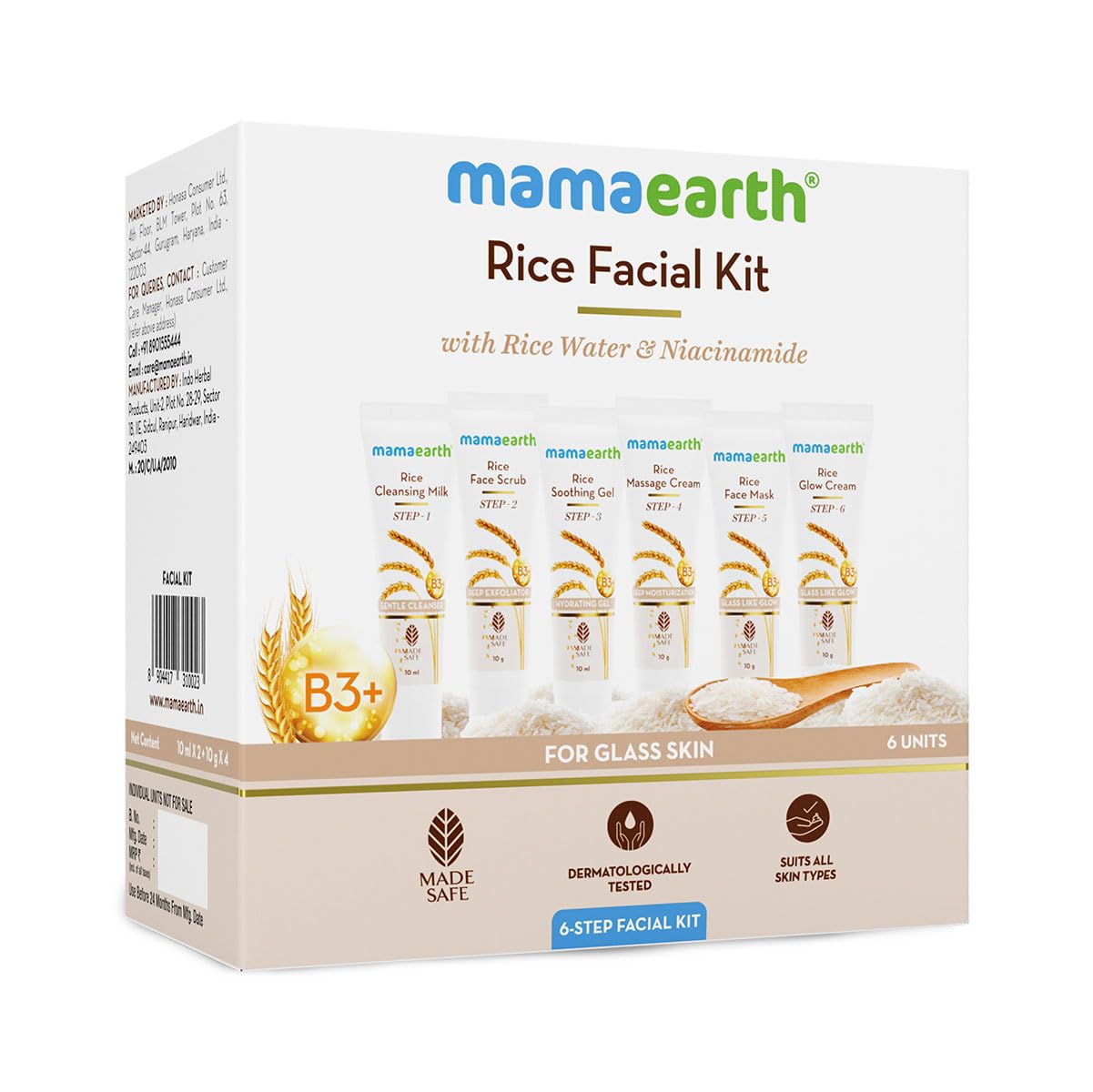 Mamaearth Rice Facial Kit With Rice Water & Niacinamide For Glass Skin - 60 gm